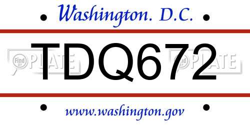 TDQ672 District Of Columbia License Plate