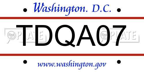 TDQA07 District Of Columbia License Plate