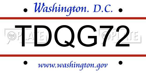 TDQG72 District Of Columbia License Plate