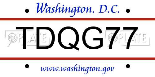TDQG77 District Of Columbia License Plate