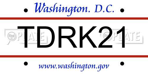 TDRK21 District Of Columbia License Plate