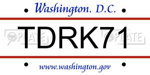 TDRK71 District Of Columbia License Plate