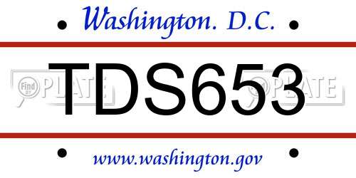 TDS653 District Of Columbia License Plate