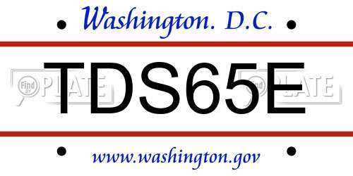 TDS65E District Of Columbia License Plate