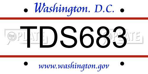 TDS683 District Of Columbia License Plate