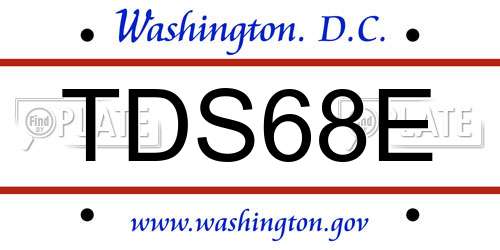 TDS68E District Of Columbia License Plate