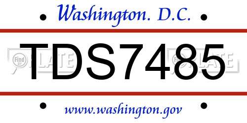 TDS7485 District Of Columbia License Plate