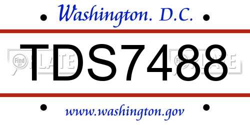 TDS7488 District Of Columbia License Plate