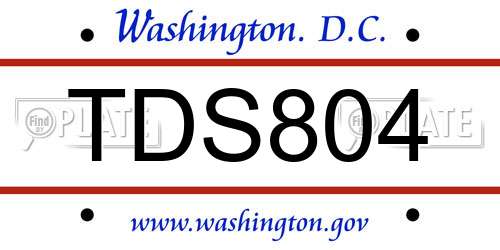 TDS804 District Of Columbia License Plate