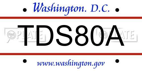 TDS80A District Of Columbia License Plate