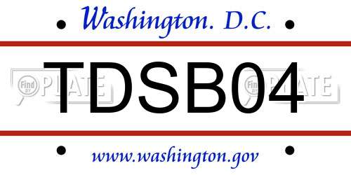 TDSB04 District Of Columbia License Plate