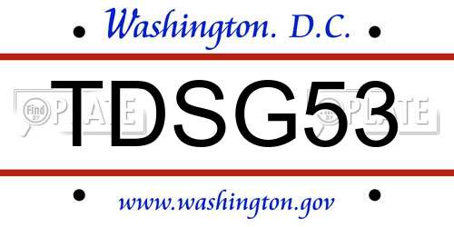 TDSG53 District Of Columbia License Plate