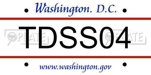 TDSS04 District Of Columbia License Plate