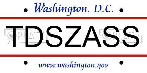 TDSZASS District Of Columbia License Plate