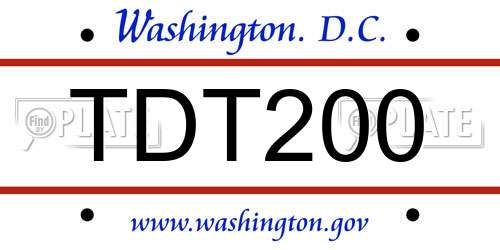 TDT200 District Of Columbia License Plate