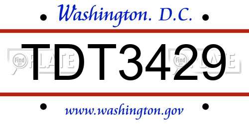 TDT3429 District Of Columbia License Plate