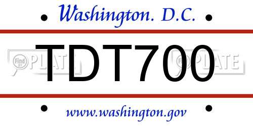 TDT700 District Of Columbia License Plate