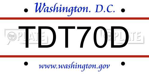 TDT70D District Of Columbia License Plate