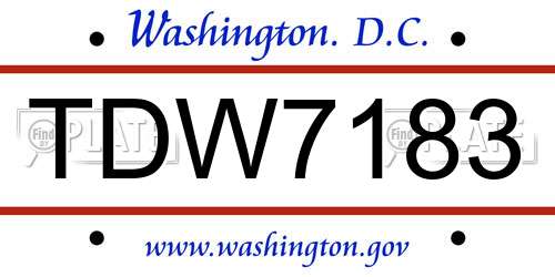TDW7183 District Of Columbia License Plate