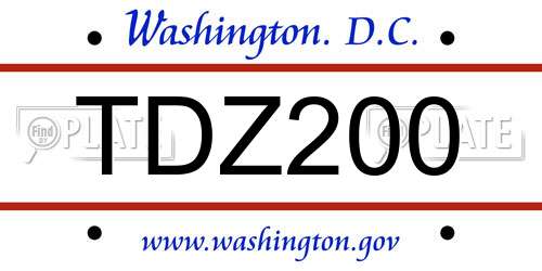 TDZ200 District Of Columbia License Plate