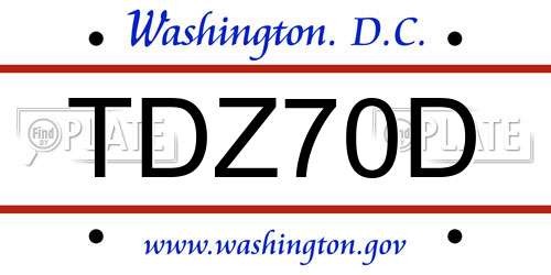 TDZ70D District Of Columbia License Plate