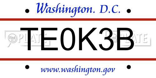 TE0K3B District Of Columbia License Plate