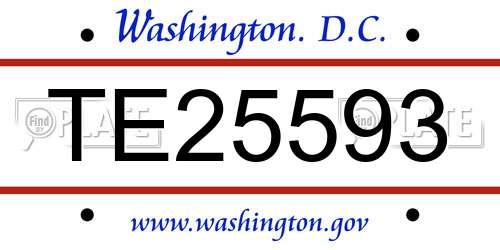 TE25593 District Of Columbia License Plate