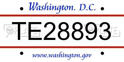 TE28893 District Of Columbia License Plate