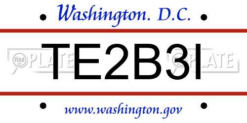 TE2B3I District Of Columbia License Plate