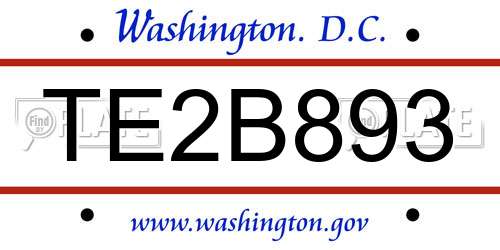 TE2B893 District Of Columbia License Plate