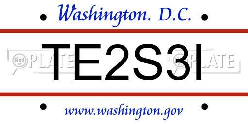 TE2S3I District Of Columbia License Plate