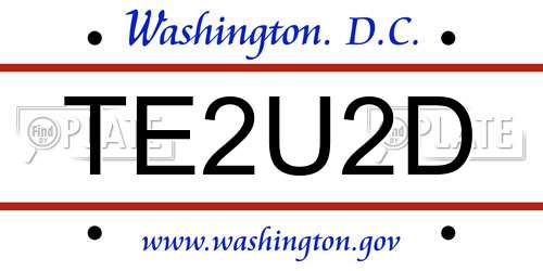 TE2U2D District Of Columbia License Plate