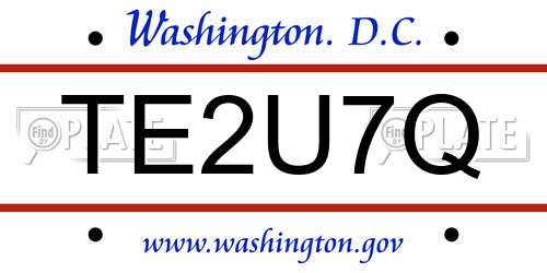 TE2U7Q District Of Columbia License Plate