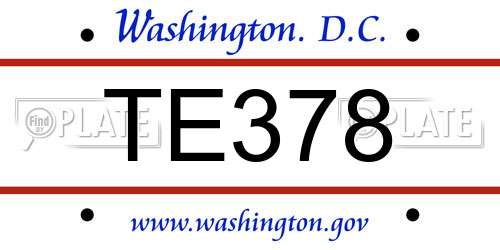 TE378 District Of Columbia License Plate