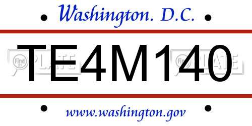 TE4M140 District Of Columbia License Plate