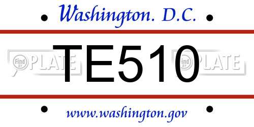 TE510 District Of Columbia License Plate
