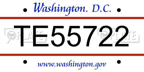 TE55722 District Of Columbia License Plate