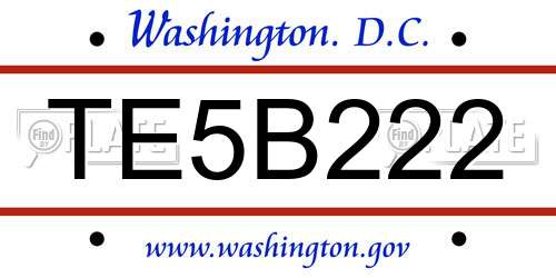 TE5B222 District Of Columbia License Plate