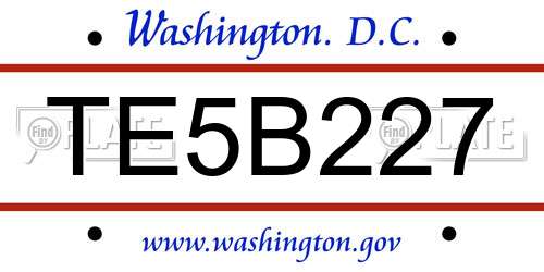 TE5B227 District Of Columbia License Plate