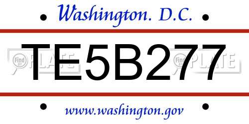 TE5B277 District Of Columbia License Plate