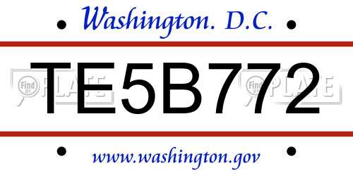 TE5B772 District Of Columbia License Plate
