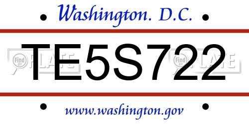 TE5S722 District Of Columbia License Plate