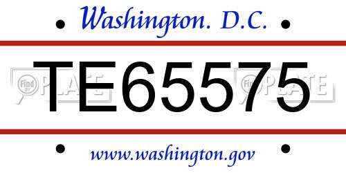 TE65575 District Of Columbia License Plate
