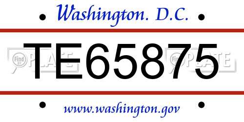 TE65875 District Of Columbia License Plate