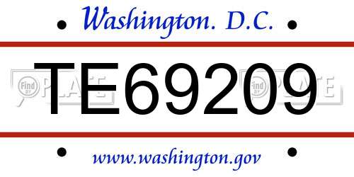 TE69209 District Of Columbia License Plate