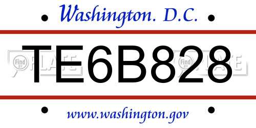 TE6B828 District Of Columbia License Plate