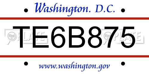 TE6B875 District Of Columbia License Plate