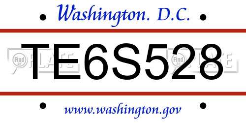 TE6S528 District Of Columbia License Plate