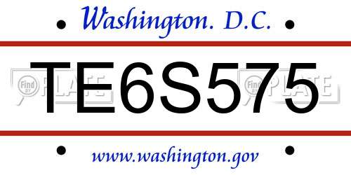 TE6S575 District Of Columbia License Plate