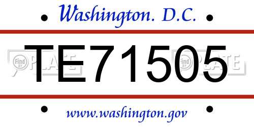 TE71505 District Of Columbia License Plate